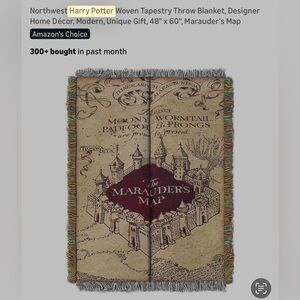 Harry Potter Mauraders Map Blanket 48” x60”